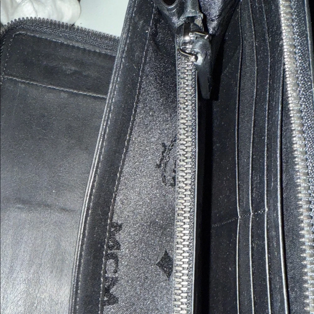 MCM Blue Wristlet Wallet with Gold and Black Stud Accents - Picture 10 of 11